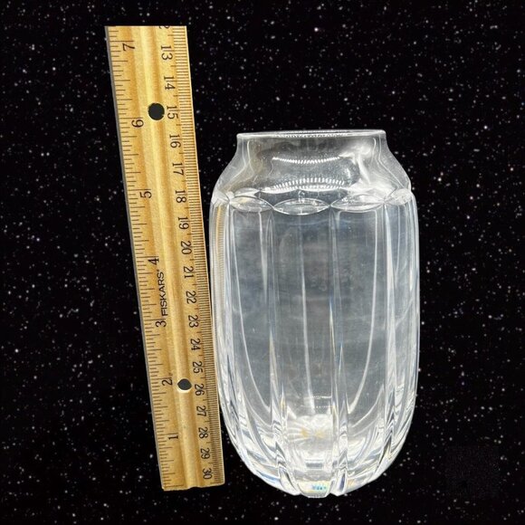 European Art Glass Vase Crystal Clear Mid Century Vintage Glass 6”T 2”W - Picture 5 of 11